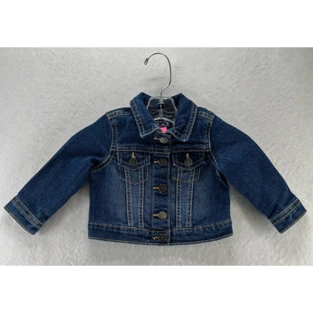 The Children's Place Jacket Toddler Girls Size 9-12M Button Front Denim Blue